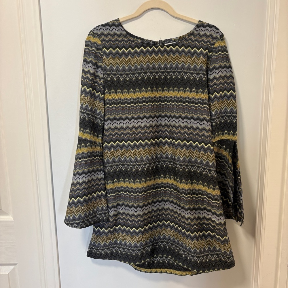 Element Womens Long Split Bell Sleeve Dress Sz Medium Keyhole Back , Aztec Print - Picture 3 of 13